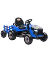 AIYAPLAY 12V Ride on Tractor and Trailer with Remote Control, Music, Shifter, Start-Up Sound, for Kids Ages 3-8 Years, Blue