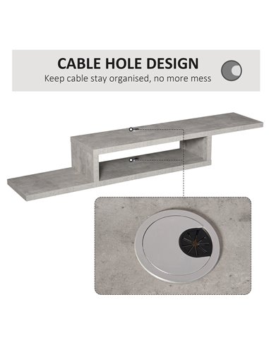 Homcom Wall Mounted Media Console, 'Z' Floating TV Stand, Grey