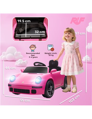 AIYAPLAY Licensed RUF CTR 2017-Yellowbird Electric Car for Kids, with Remote Control, Soft Start, MP3 Player, LED Lights, Pink