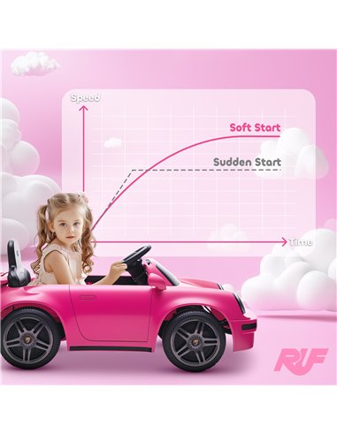 AIYAPLAY Licensed RUF CTR 2017-Yellowbird Electric Car for Kids, with Remote Control, Soft Start, MP3 Player, LED Lights, Pink