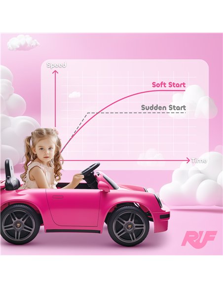 AIYAPLAY Licensed RUF CTR 2017-Yellowbird Electric Car for Kids, with Remote Control, Soft Start, MP3 Player, LED Lights, Pink - pic 175150 | FastDaddyshop
