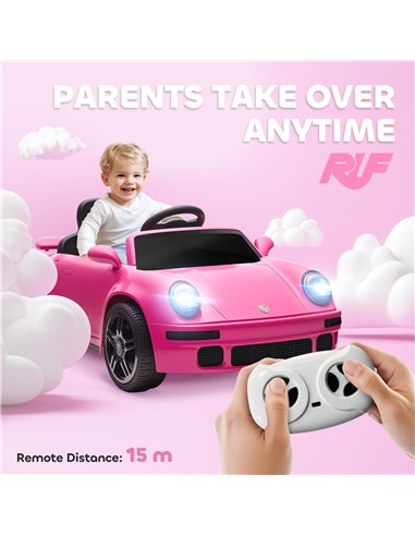 AIYAPLAY Licensed RUF CTR 2017-Yellowbird Electric Car for Kids, with Remote Control, Soft Start, MP3 Player, LED Lights, Pink