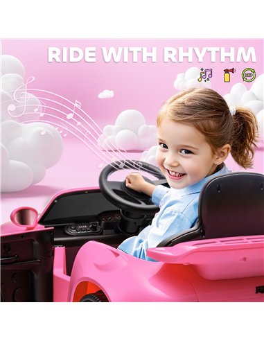 AIYAPLAY Licensed RUF CTR 2017-Yellowbird Electric Car for Kids, with Remote Control, Soft Start, MP3 Player, LED Lights, Pink