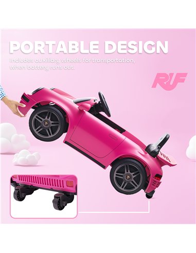 AIYAPLAY Licensed RUF CTR 2017-Yellowbird Electric Car for Kids, with Remote Control, Soft Start, MP3 Player, LED Lights, Pink