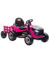 AIYAPLAY 12V Ride on Tractor and Trailer with Remote Control, Music, Shifter, Start-Up Sound, for Kids Ages 3-8 Years, Pink