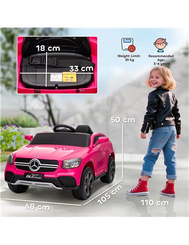 AIYAPLAY Mercedes-Benz GLC Licensed Kids Ride on Car with Remote Control, Soft Start, MP3, LED Headlights, Pink