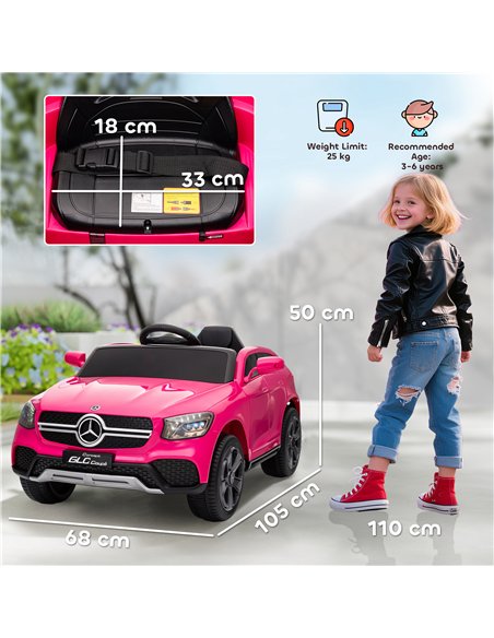 AIYAPLAY Mercedes-Benz GLC Licensed Kids Ride on Car with Remote Control, Soft Start, MP3, LED Headlights, Pink - pic 175175 | FastDaddyshop