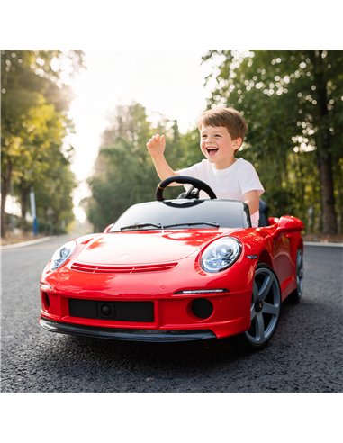 AIYAPLAY Kids Electric Car, 12V Licensed RUF GT Ride on Car with Suspension, Remote Control, Music, for 3-5 Years, Red