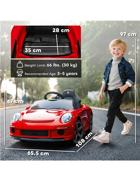 AIYAPLAY Kids Electric Car, 12V Licensed RUF GT Ride on Car with Suspension, Remote Control, Music, for 3-5 Years, Red - pic 175184 | FastDaddyshop