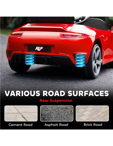 AIYAPLAY Kids Electric Car, 12V Licensed RUF GT Ride on Car with Suspension, Remote Control, Music, for 3-5 Years, Red - pic 175189 | FastDaddyshop