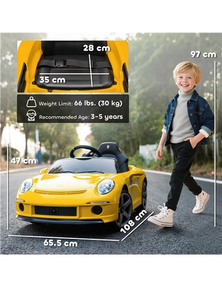 AIYAPLAY Kids Electric Car, 12V Licensed RUF GT Ride on Car with Suspension, Remote Control, Music for 3-5 Years Yellow - pic 175193 | FastDaddyshop