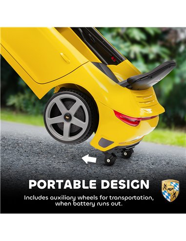 AIYAPLAY Kids Electric Car, 12V Licensed RUF GT Ride on Car with Suspension, Remote Control, Music for 3-5 Years Yellow