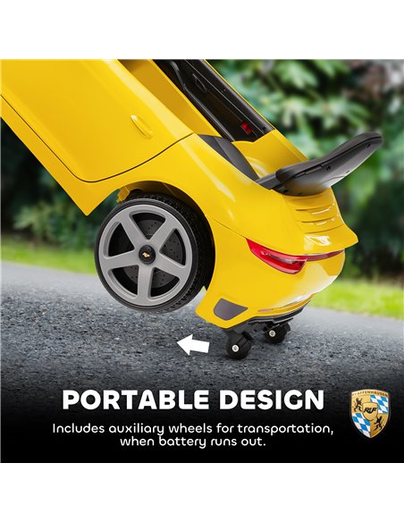 AIYAPLAY Kids Electric Car, 12V Licensed RUF GT Ride on Car with Suspension, Remote Control, Music for 3-5 Years Yellow - pic 175199 | FastDaddyshop