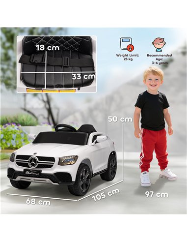 AIYAPLAY Mercedes-Benz GLC Licensed Kids Ride on Car with Remote Control, Soft Start, MP3, LED Headlights, White