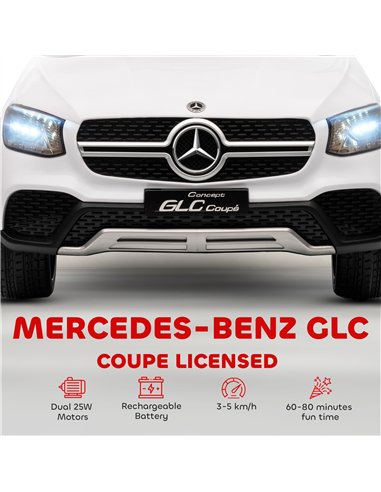 AIYAPLAY Mercedes-Benz GLC Licensed Kids Ride on Car with Remote Control, Soft Start, MP3, LED Headlights, White