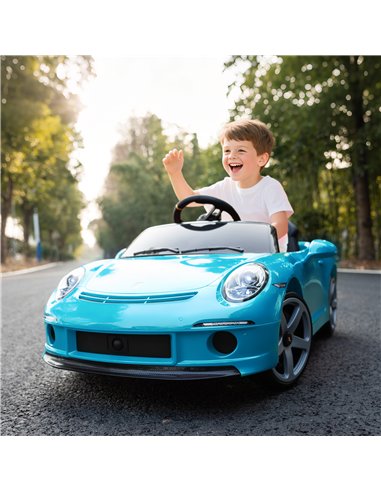AIYAPLAY Kids Electric Car, 12V Licensed RUF GT Ride on Car with Suspension, Remote Control, Music, for 3-5 Years, Blue