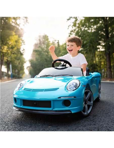 AIYAPLAY Kids Electric Car, 12V Licensed RUF GT Ride on Car with Suspension, Remote Control, Music, for 3-5 Years, Blue - pic 175219 | FastDaddyshop