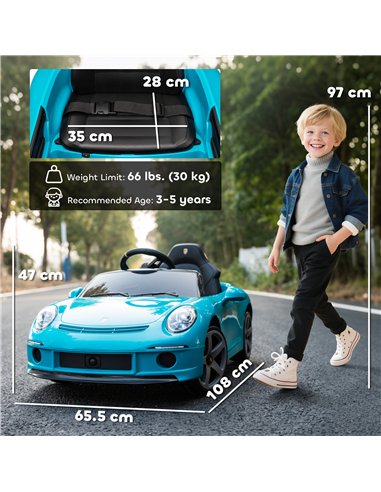 AIYAPLAY Kids Electric Car, 12V Licensed RUF GT Ride on Car with Suspension, Remote Control, Music, for 3-5 Years, Blue
