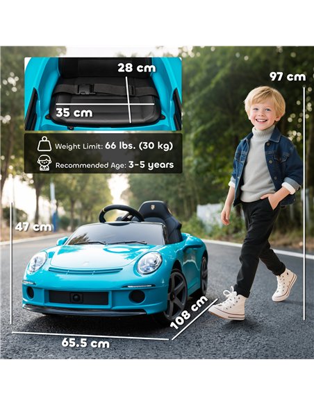 AIYAPLAY Kids Electric Car, 12V Licensed RUF GT Ride on Car with Suspension, Remote Control, Music, for 3-5 Years, Blue - pic 175220 | FastDaddyshop