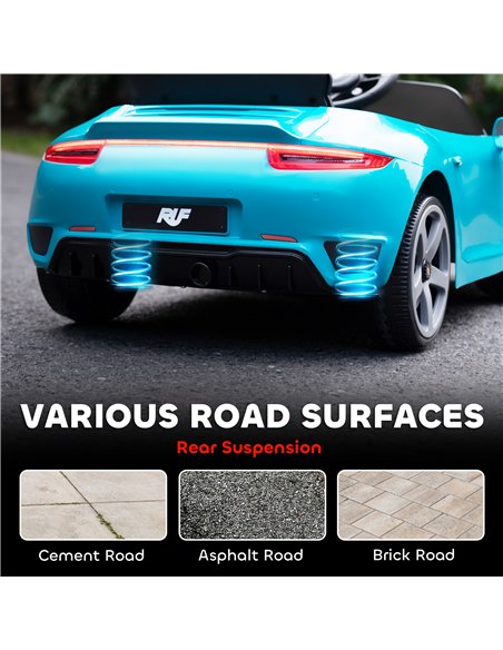 AIYAPLAY Kids Electric Car, 12V Licensed RUF GT Ride on Car with Suspension, Remote Control, Music, for 3-5 Years, Blue - pic 175225 | FastDaddyshop