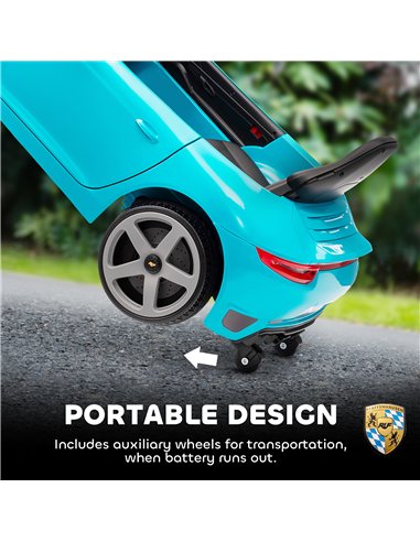 AIYAPLAY Kids Electric Car, 12V Licensed RUF GT Ride on Car with Suspension, Remote Control, Music, for 3-5 Years, Blue
