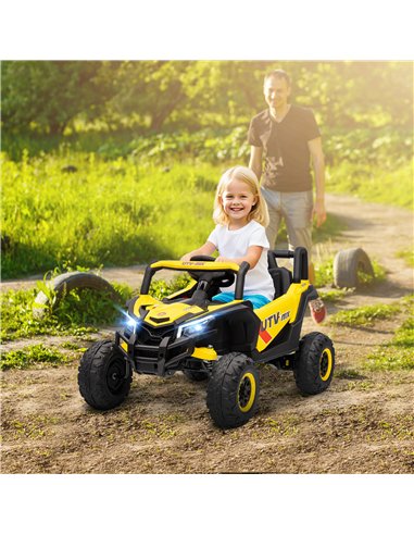 AIYAPLAY 12V Kids Ride On Car with Remote Control, Kids Electric Car with Suspension System, Music, for Kids 3-5 Years, Yellow