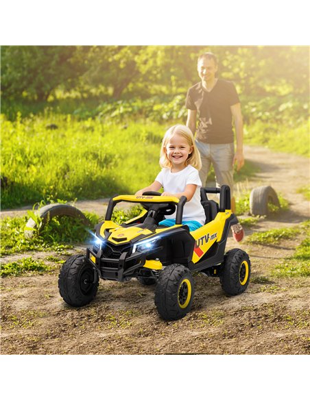 AIYAPLAY 12V Kids Ride On Car with Remote Control, Kids Electric Car with Suspension System, Music, for Kids 3-5 Years, Yellow - pic 175228 | FastDaddyshop