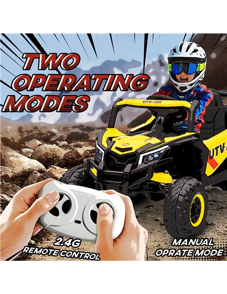 AIYAPLAY 12V Kids Ride On Car with Remote Control, Kids Electric Car with Suspension System, Music, for Kids 3-5 Years, Yellow - pic 175230 | FastDaddyshop