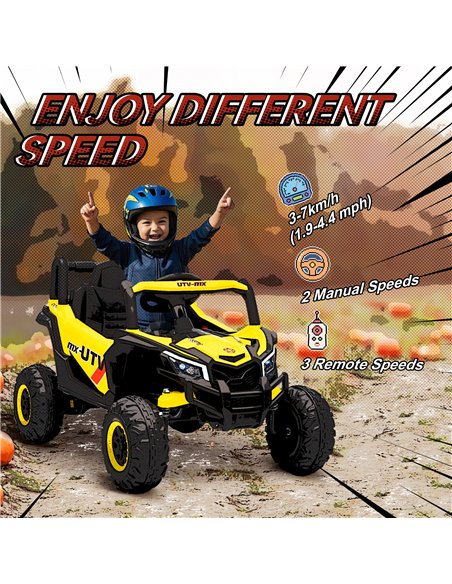 AIYAPLAY 12V Kids Ride On Car with Remote Control, Kids Electric Car with Suspension System, Music, for Kids 3-5 Years, Yellow - pic 175231 | FastDaddyshop