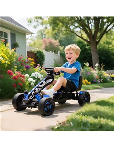 AIYAPLAY Pedal Go Kart for Kids Aged 3-6 Years, with Freewheel System, Brake, EVA Anti-Slip Wheels, Blue 2