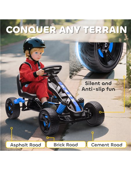 AIYAPLAY Pedal Go Kart for Kids Aged 3-6 Years, with Freewheel System, Brake, EVA Anti-Slip Wheels, Blue - pic 175250 | FastDaddyshop