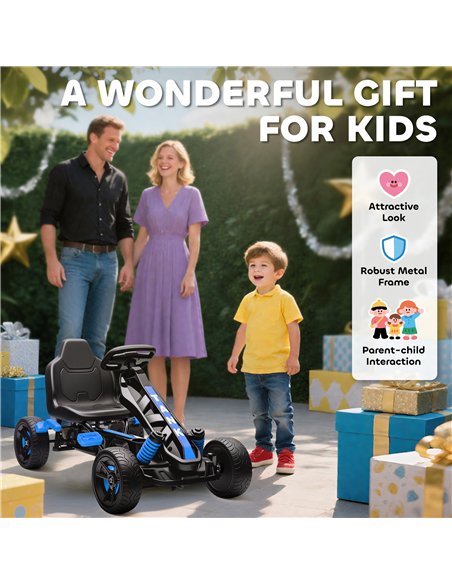 AIYAPLAY Pedal Go Kart for Kids Aged 3-6 Years, with Freewheel System, Brake, EVA Anti-Slip Wheels, Blue - pic 175252 | FastDaddyshop