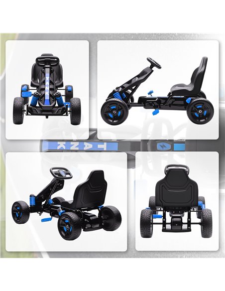 AIYAPLAY Pedal Go Kart for Kids Aged 3-6 Years, with Freewheel System, Brake, EVA Anti-Slip Wheels, Blue - pic 175253 | FastDaddyshop