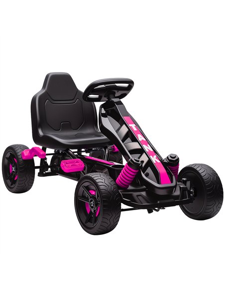 AIYAPLAY Pedal Go Kart for Kids Aged 3-6 Years, with Freewheel System, Brake, EVA Anti-Slip Wheels, Pink - pic 175254 | FastDaddyshop