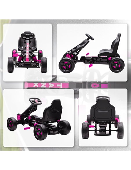 AIYAPLAY Pedal Go Kart for Kids Aged 3-6 Years, with Freewheel System, Brake, EVA Anti-Slip Wheels, Pink - pic 175262 | FastDaddyshop