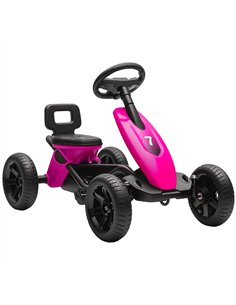 AIYAPLAY Pedal Go Kart for Kids 2-5 Years, with Silent EVA Wheels, Metal Frame, Pink