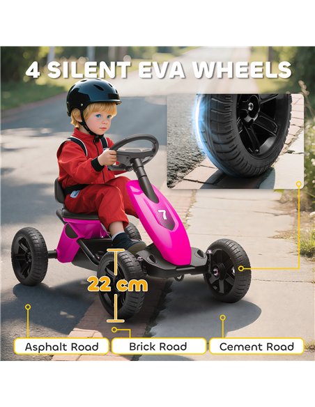 AIYAPLAY Pedal Go Kart for Kids 2-5 Years, with Silent EVA Wheels, Metal Frame, Pink - pic 175267 | FastDaddyshop