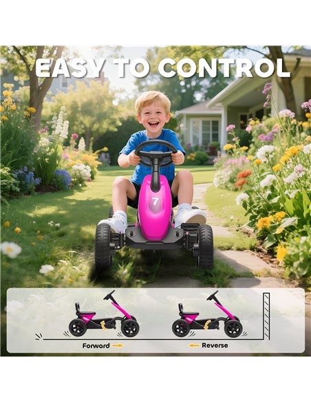 AIYAPLAY Pedal Go Kart for Kids 2-5 Years, with Silent EVA Wheels, Metal Frame, Pink - pic 175268 | FastDaddyshop