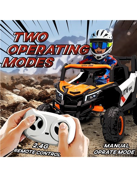 AIYAPLAY 12V Kids Ride On Car with Remote Control, Kids Electric Car with Suspension System, Music, for Ages 3-5 Years, Orange - pic 175275 | FastDaddyshop