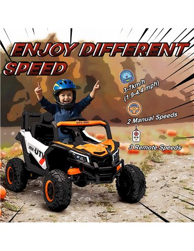 AIYAPLAY 12V Kids Ride On Car with Remote Control, Kids Electric Car with Suspension System, Music, for Ages 3-5 Years, Orange