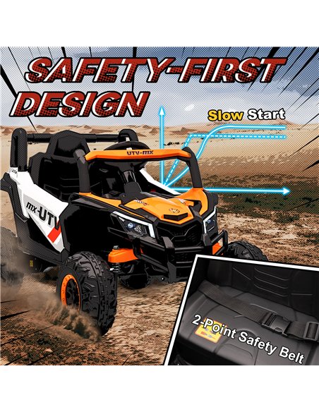 AIYAPLAY 12V Kids Ride On Car with Remote Control, Kids Electric Car with Suspension System, Music, for Ages 3-5 Years, Orange - pic 175277 | FastDaddyshop