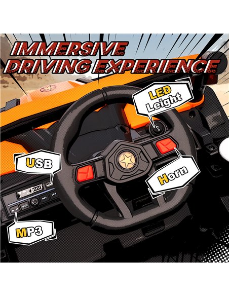 AIYAPLAY 12V Kids Ride On Car with Remote Control, Kids Electric Car with Suspension System, Music, for Ages 3-5 Years, Orange - pic 175278 | FastDaddyshop