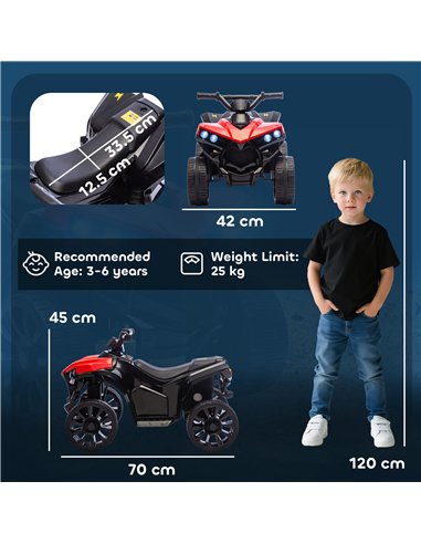 AIYAPLAY 6V Kids ATV, 4 Wheeler Electric Ride on Car with Music and LED Headlights, for Ages 3-6 Years Boys and Girls, Red