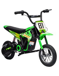 AIYAPLAY Kids Electric Motorbike, 24V Ride On Motorcycle with 3 Speeds and Rear Suspension, Dirt Bike for 8-12 Years Old, Green