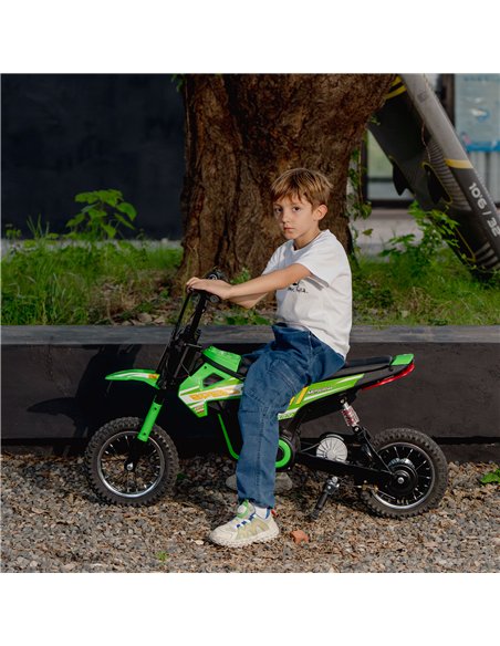 AIYAPLAY Kids Electric Motorbike, 24V Ride On Motorcycle with 3 Speeds and Rear Suspension, Dirt Bike for 8-12 Years Old, Green - pic 175307 | FastDaddyshop