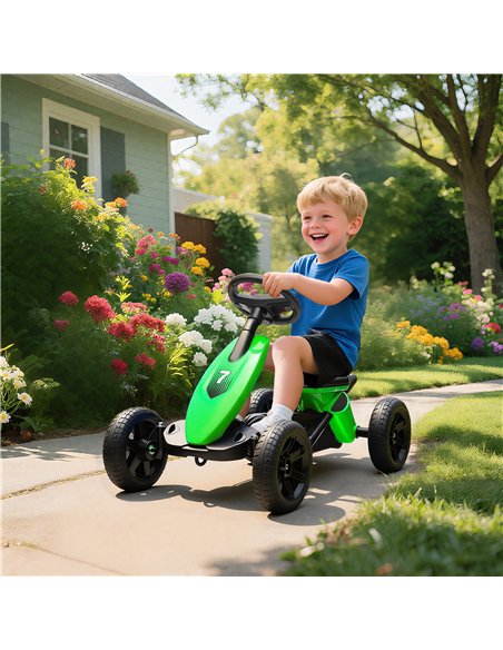 AIYAPLAY Pedal Go Kart for Kids 2-5 Years, with Silent EVA Wheels, Metal Frame, Green - pic 175309 | FastDaddyshop