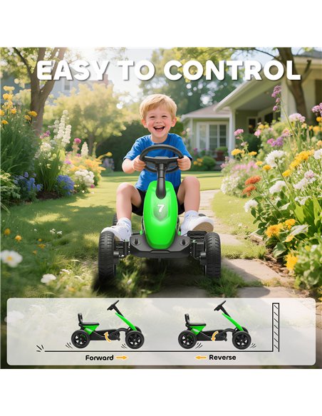 AIYAPLAY Pedal Go Kart for Kids 2-5 Years, with Silent EVA Wheels, Metal Frame, Green - pic 175313 | FastDaddyshop