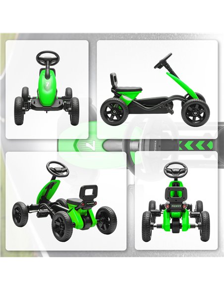 AIYAPLAY Pedal Go Kart for Kids 2-5 Years, with Silent EVA Wheels, Metal Frame, Green - pic 175314 | FastDaddyshop