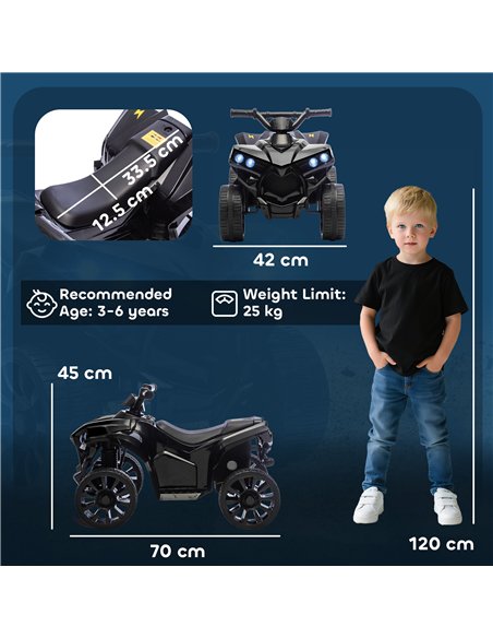 AIYAPLAY 6V Kids ATV, 4 Wheeler Electric Ride on Car with Music and LED Headlights, for Ages 3-6 Years Boys and Girls, Black - pic 175319 | FastDaddyshop