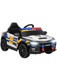 AIYAPLAY Kids Electric Ride on Police Car with Remote Control, Music, Horn, Siren Flashing Lights for 3-5 Years Old, Multicolour